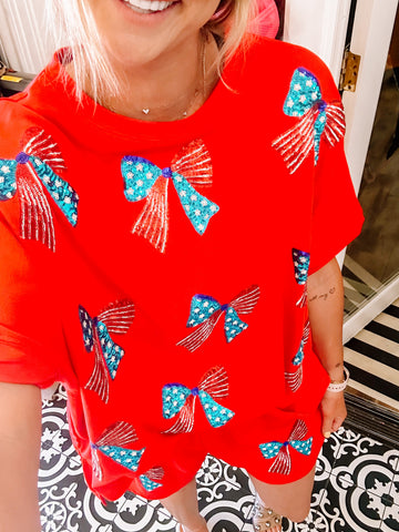 Merica Sequin Bow Set