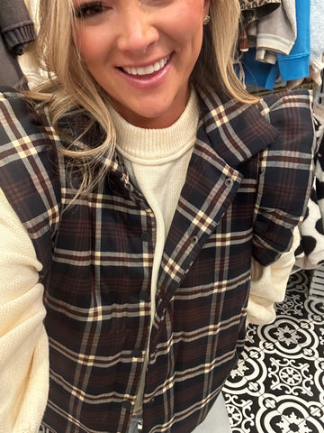 Plaid puffer vest