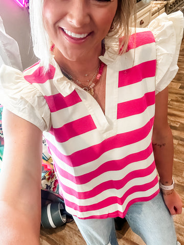 Hot Pink Striped Top
