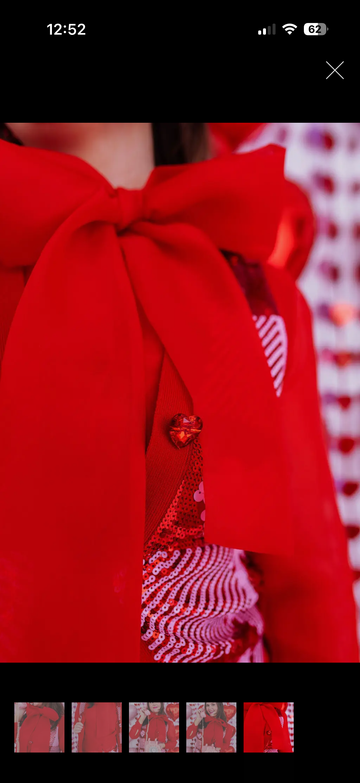 Red Bow Button Down Blouse