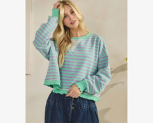 Cropped Striped Sage Top