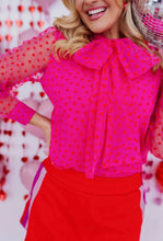 Pink heart blouse w bow