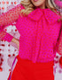 Pink heart blouse w bow
