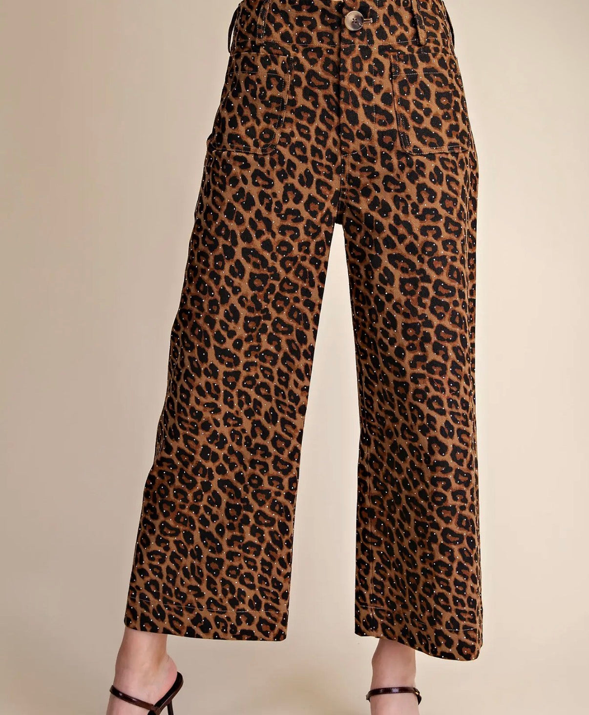 Brown Leopard Rhinestone Pant