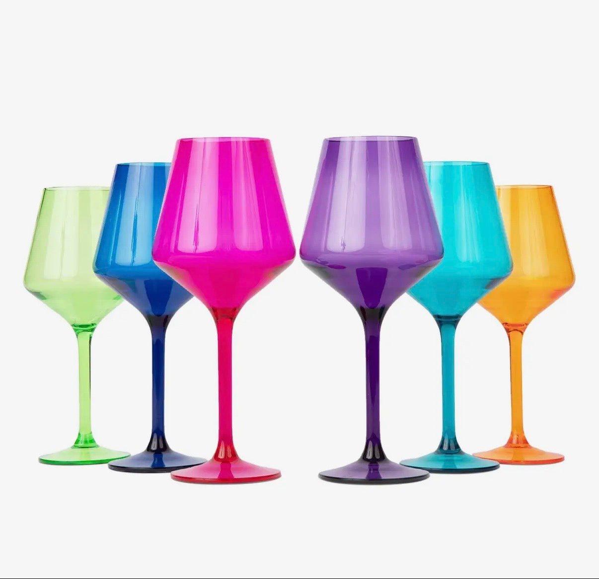 6 Acrylic Stemmed Wine Glasses