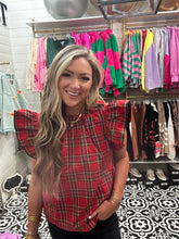 Plaid Ruffle Sleeve Top