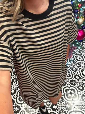 Striped Oversized Oatmeal/Black Dress