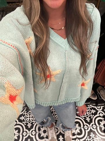 Paradise Mint Star Sweater