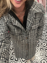 Twofer Hoodie Plaid Long Jacket