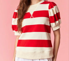 Red Striped Short Sleeve Top
