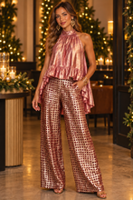 Pink Halter Metallic Top