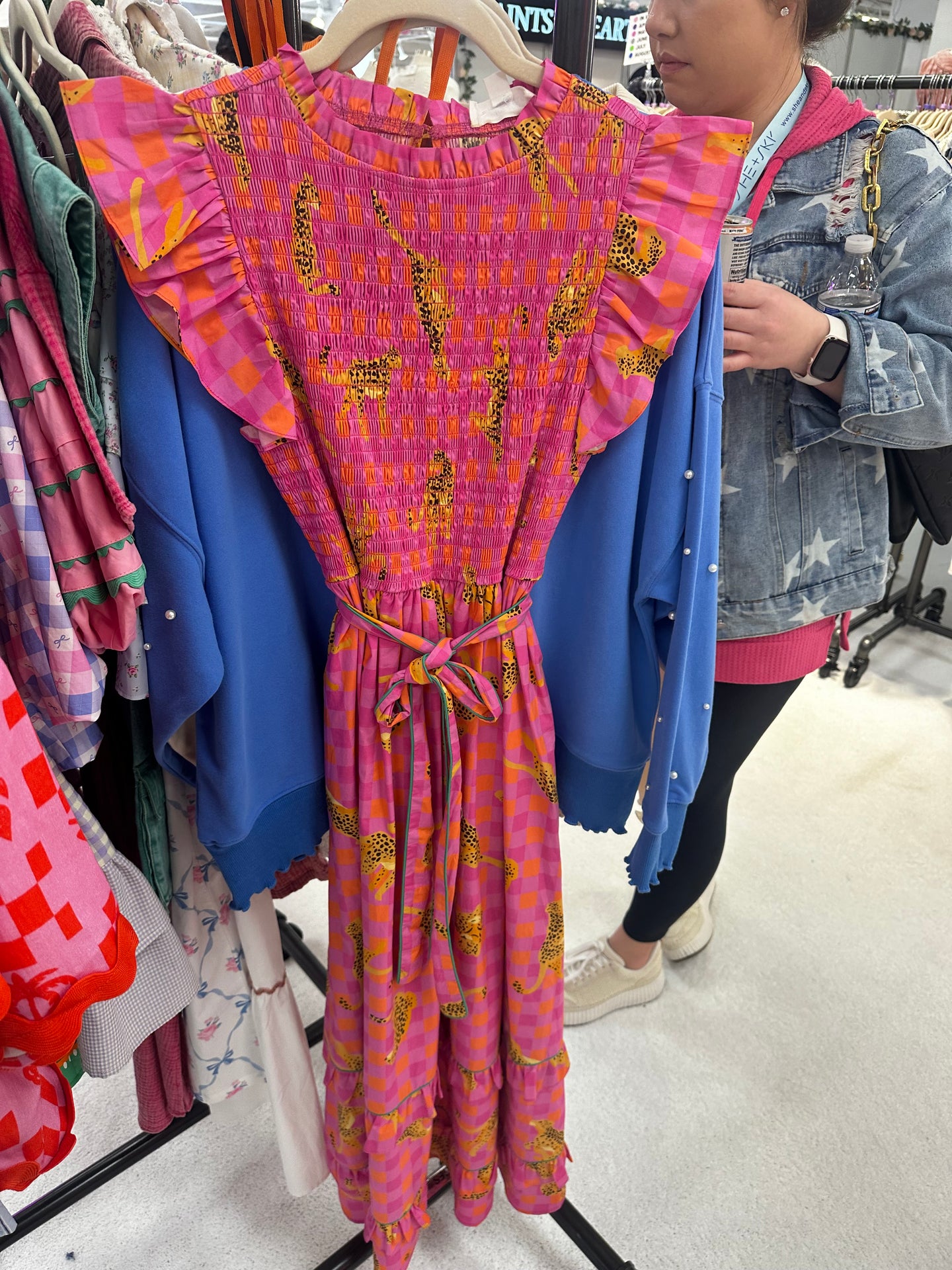 Cheetah Pink Smocked Dress