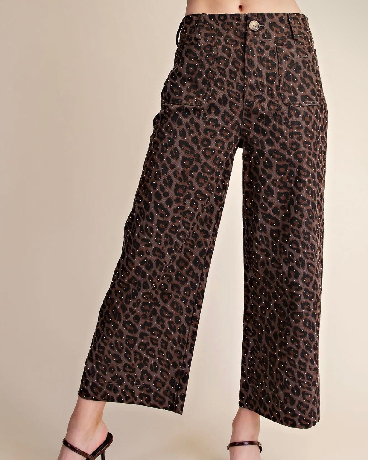 Mocha Leopard Rhinestone Pant