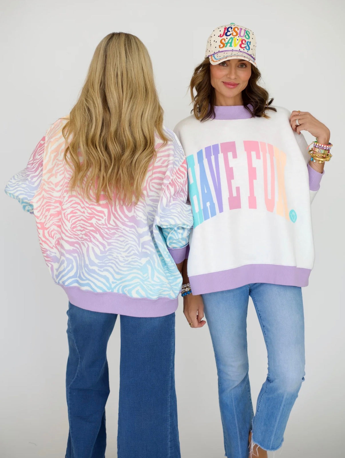 Have Fun 2 sided Mock Neck pullover