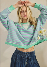 Cropped Striped Sage Top