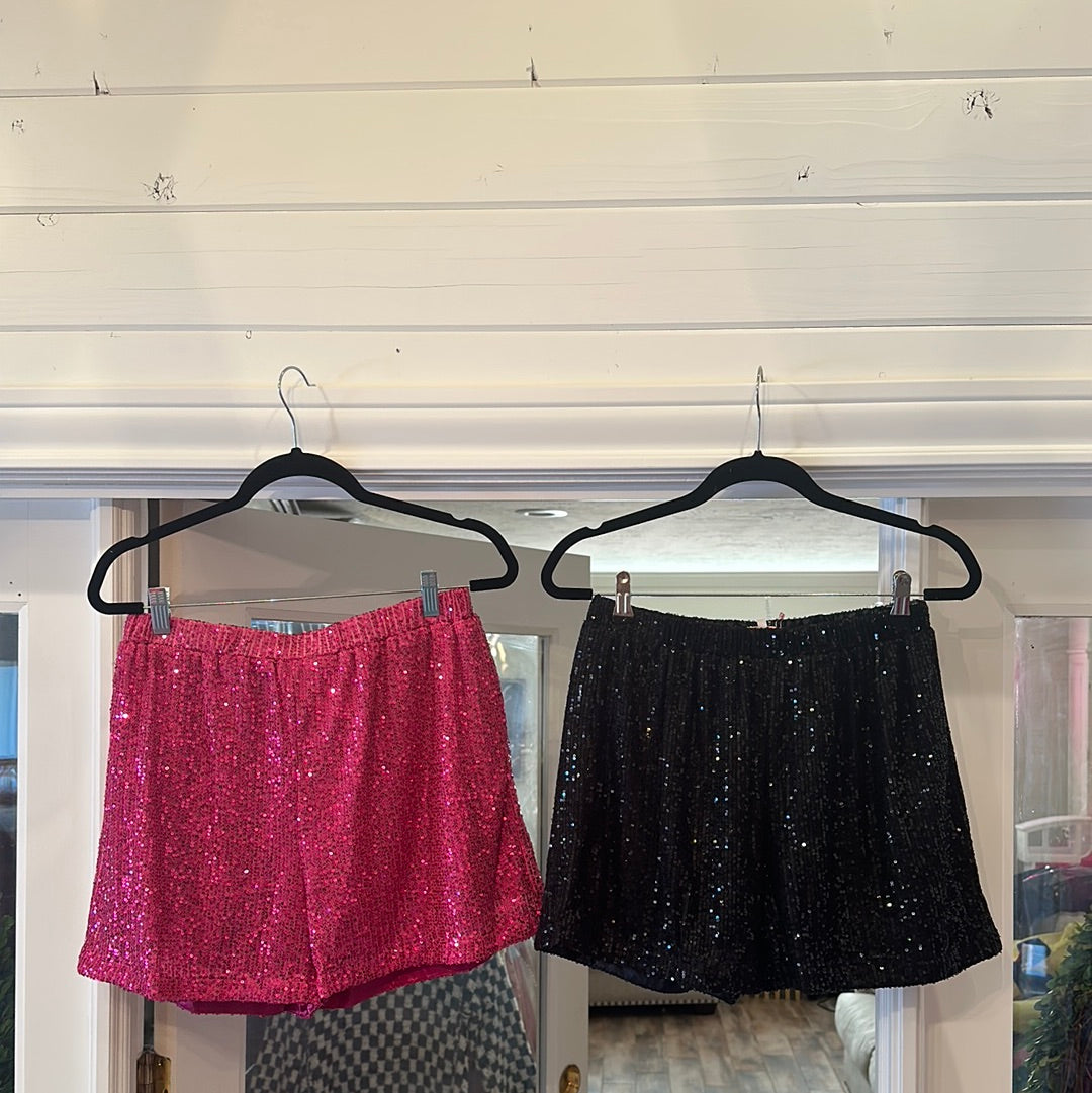Sequin Black Shorts