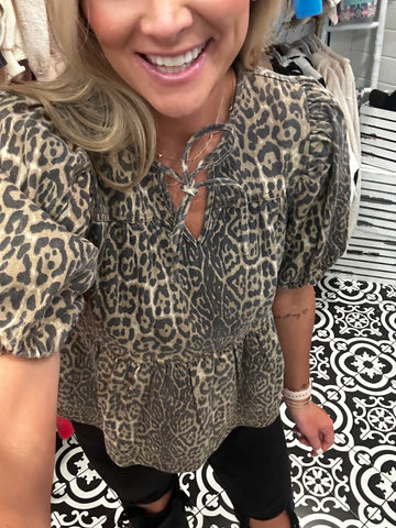 Leopard Babydoll Top