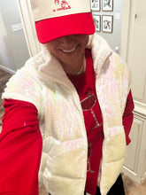 White Sequin Puffer Vest