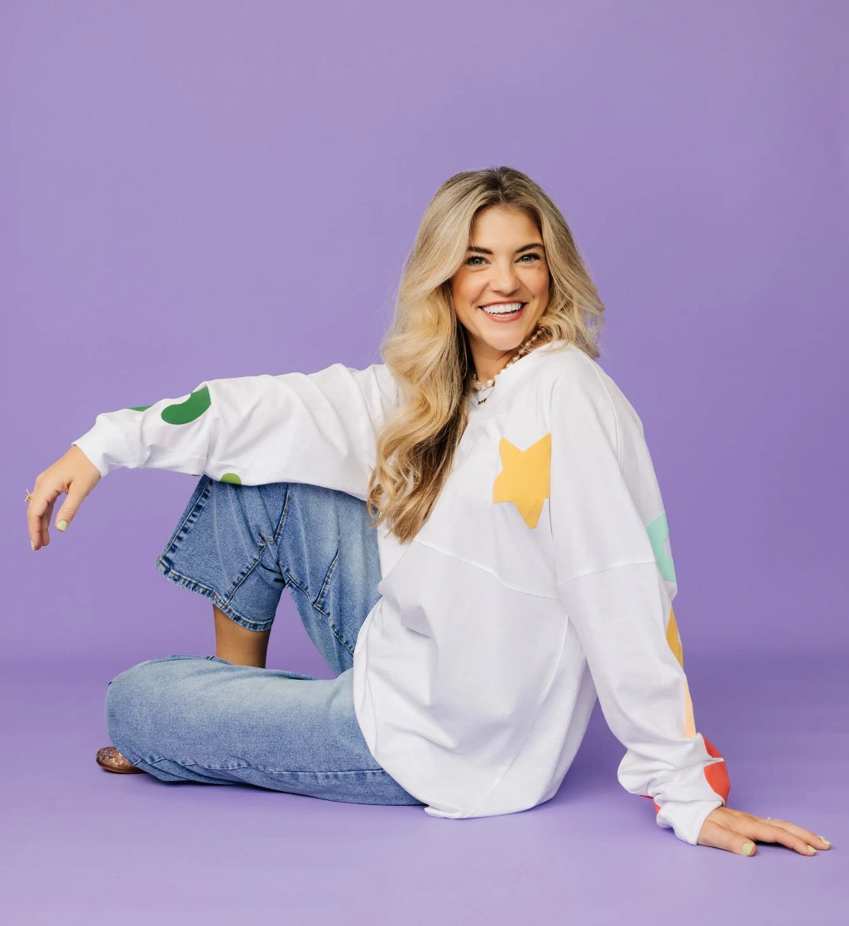 Merry Christmas Puff Print Dolman Long-Sleeve