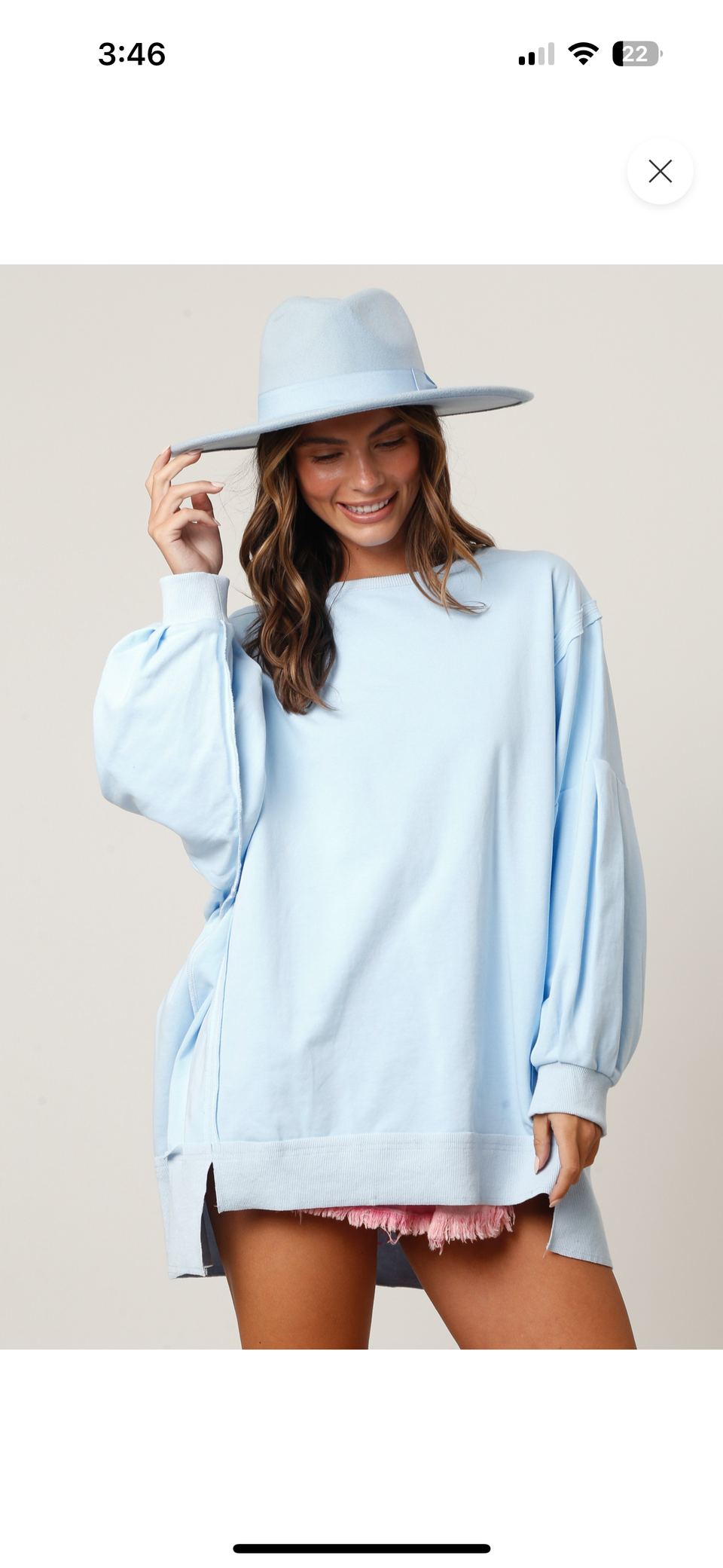 Oversized baby blue top
