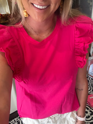 Hot Pink Tiered Ruffle Top