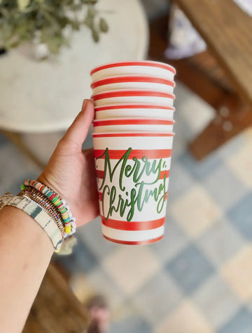 6 Merry Christmas Reusable Cups (Dishwasher Safe)