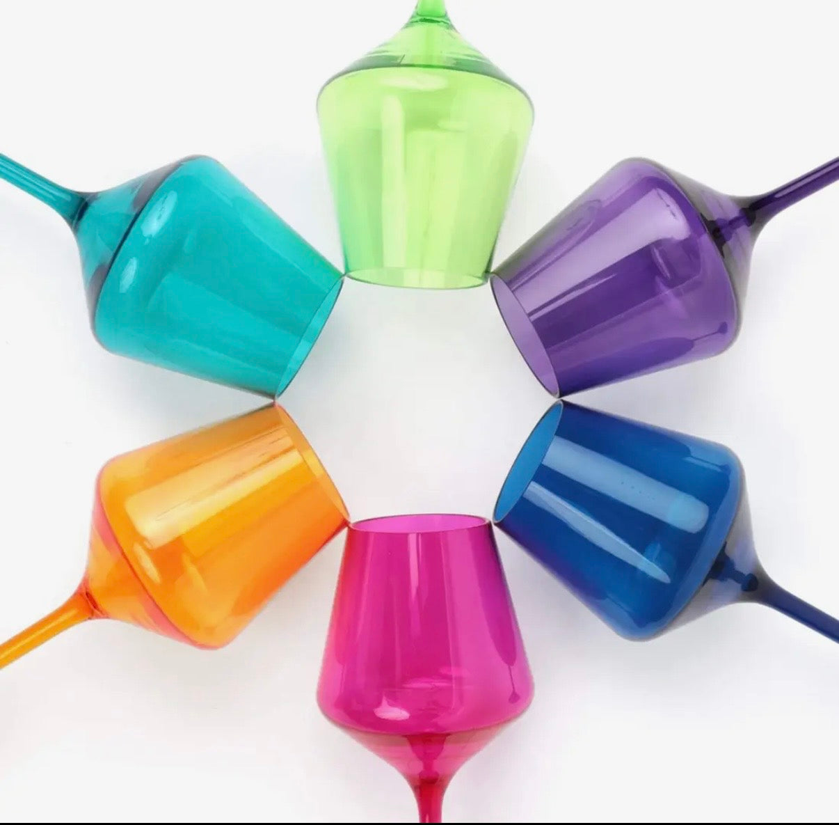 6 Acrylic Stemmed Wine Glasses