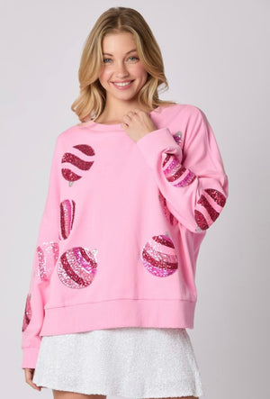 Christmas Ornaments Pink Pullover