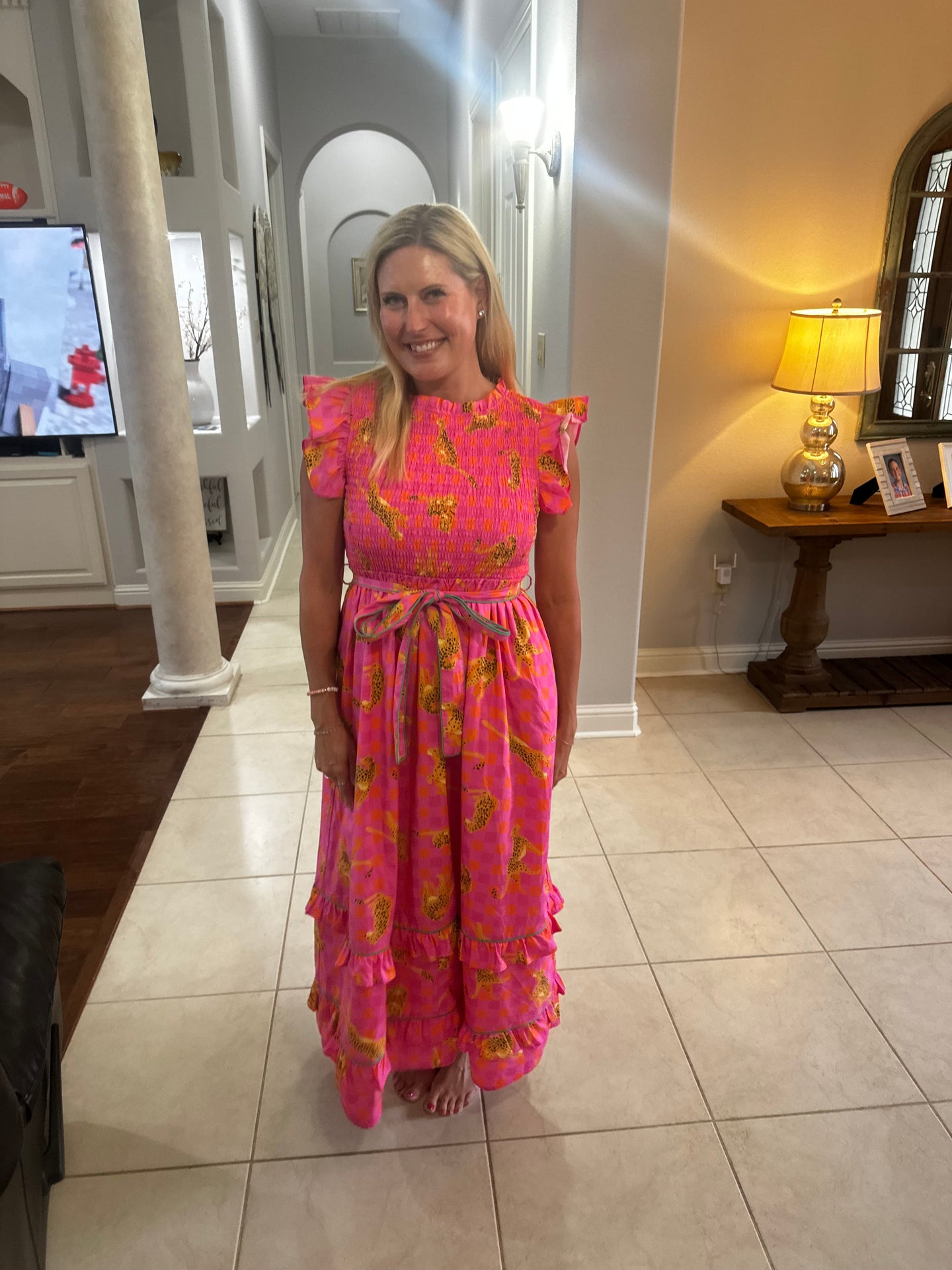 Cheetah Pink Smocked Dress