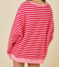 Red/Pink Striped Oversized Top