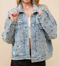 Distressed Denim Jewel Jacket