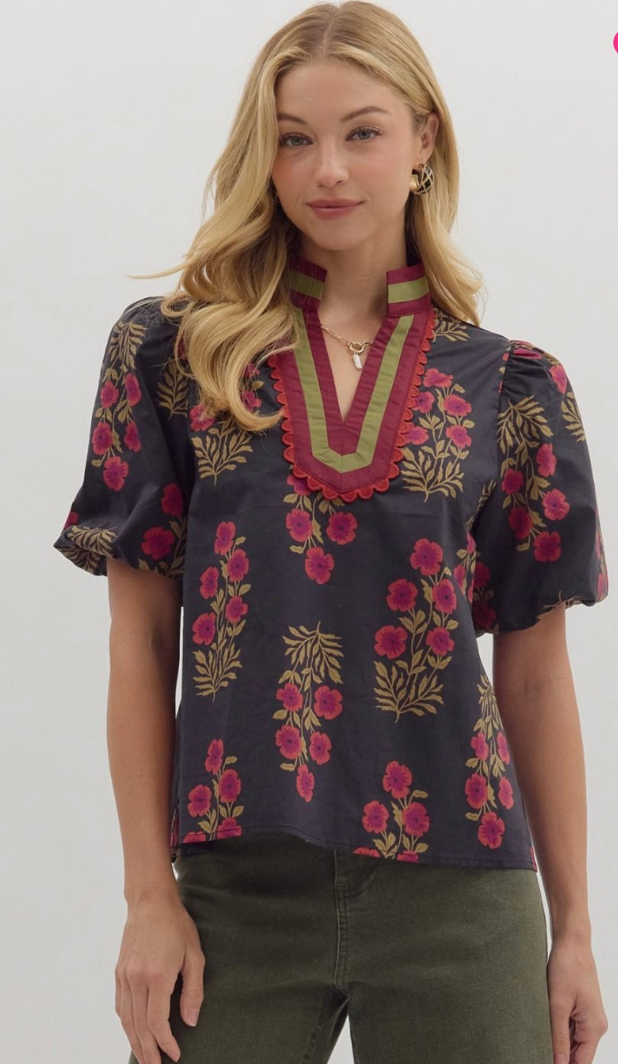 Floral Puff Sleeve Top