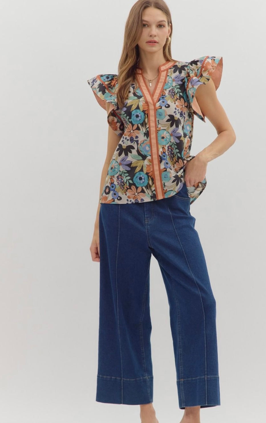 Floral Frenzy Ruffle Top