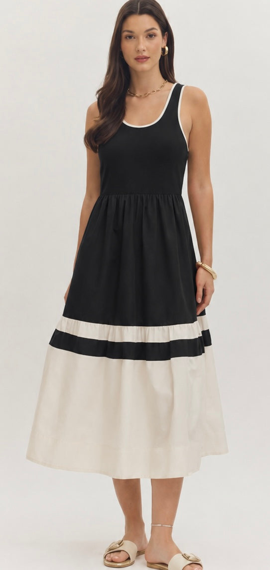 Black cream dress
