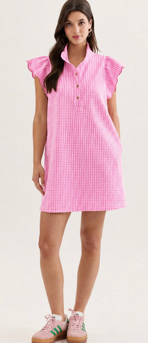Gingham pink dress
