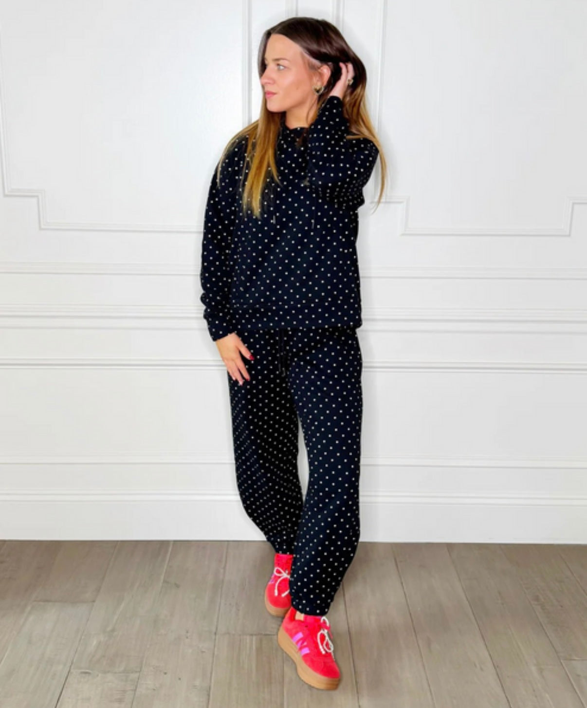 Black white polka set