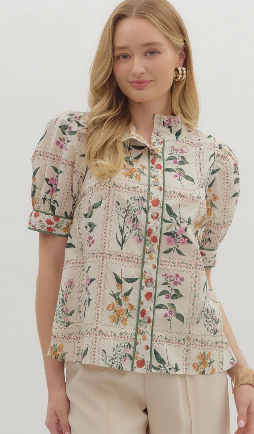 Ecru Floral Top
