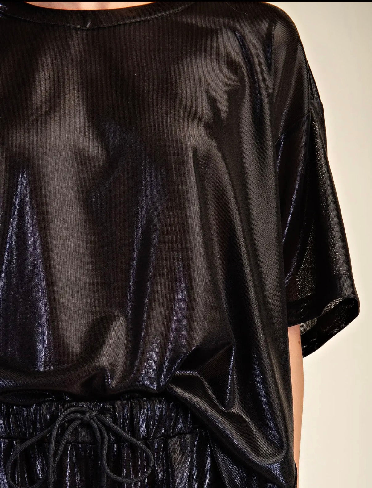 Oversized Lurex Black Top