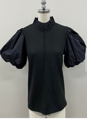 Black Puff Sleeve Top