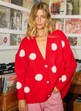 Oversized Polka Dot Cardigan RED