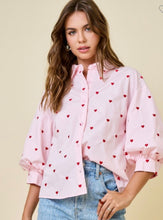 Heart Embroidered Button Down Shirt