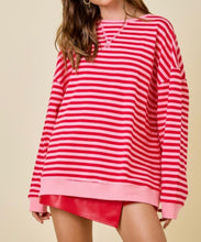 Red/Pink Striped Oversized Top