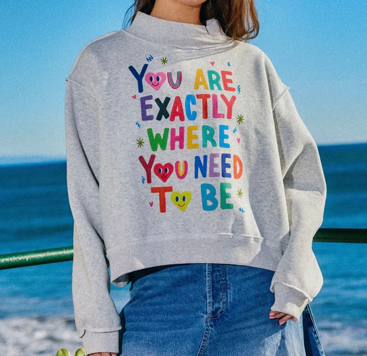 Meant to be/life is good reversible mockneck