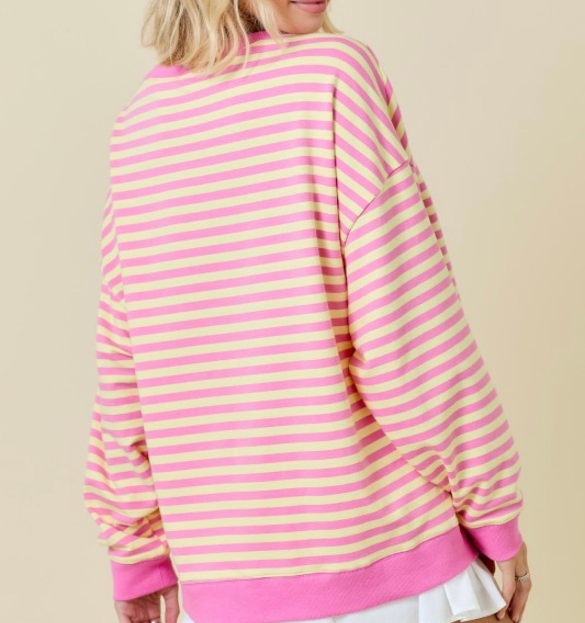 Pink/Yellow Striped Oversized Top