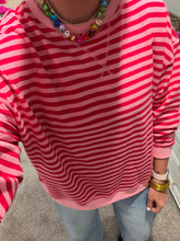 Red/Pink Striped Oversized Top