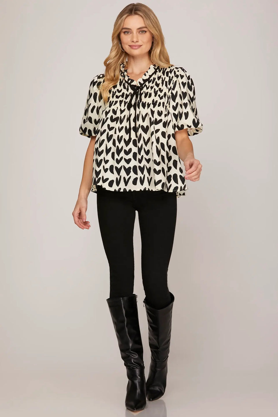 Black/White Heart Top