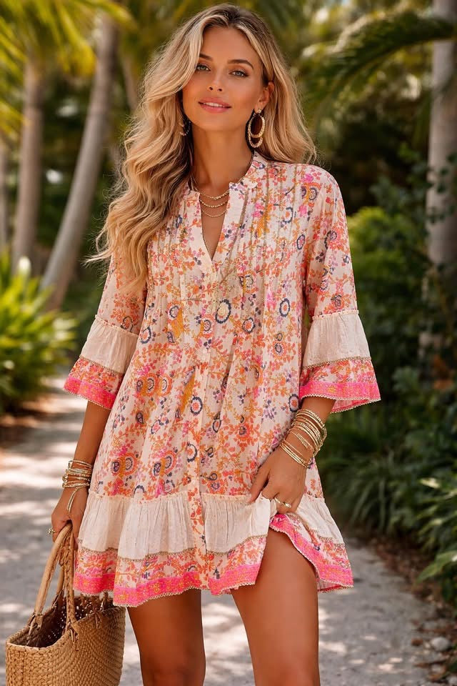 Ivory Orange Multi Dress
