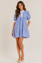 Blue Striped Scalloped Dress