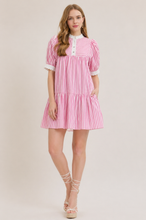 Pink Striped Scalloped Dress