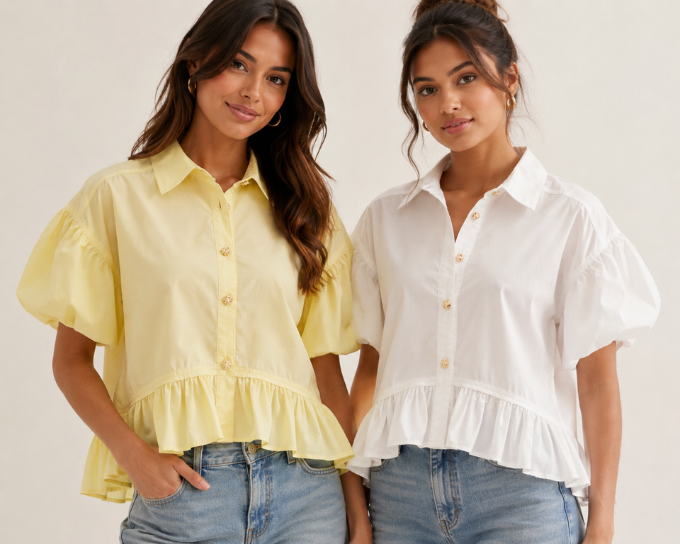 White puff sleeve top